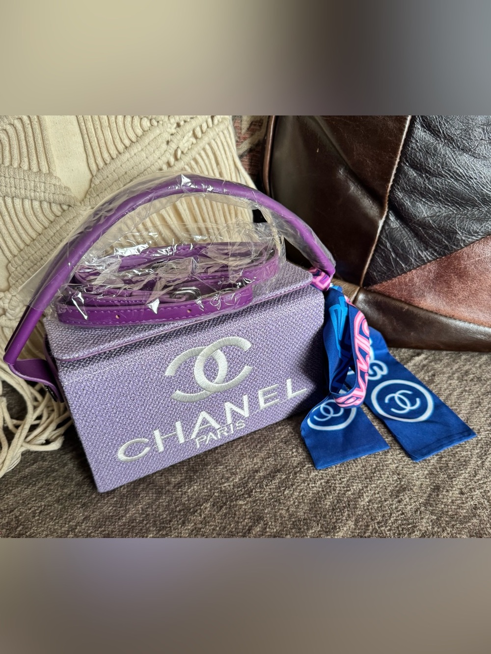 💜BNWT FASHION TOP HANDLE LAVENDER TWEED MINI SATCHEL💜